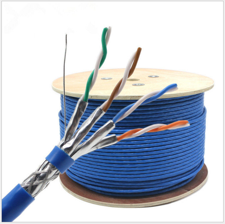 305 মি শিল্ড 23awg 0.58 মিমি বেয়ার কপার CAT7 ল্যান কেবল, বিড়াল 7 নেটওয়ার্ক কেবল