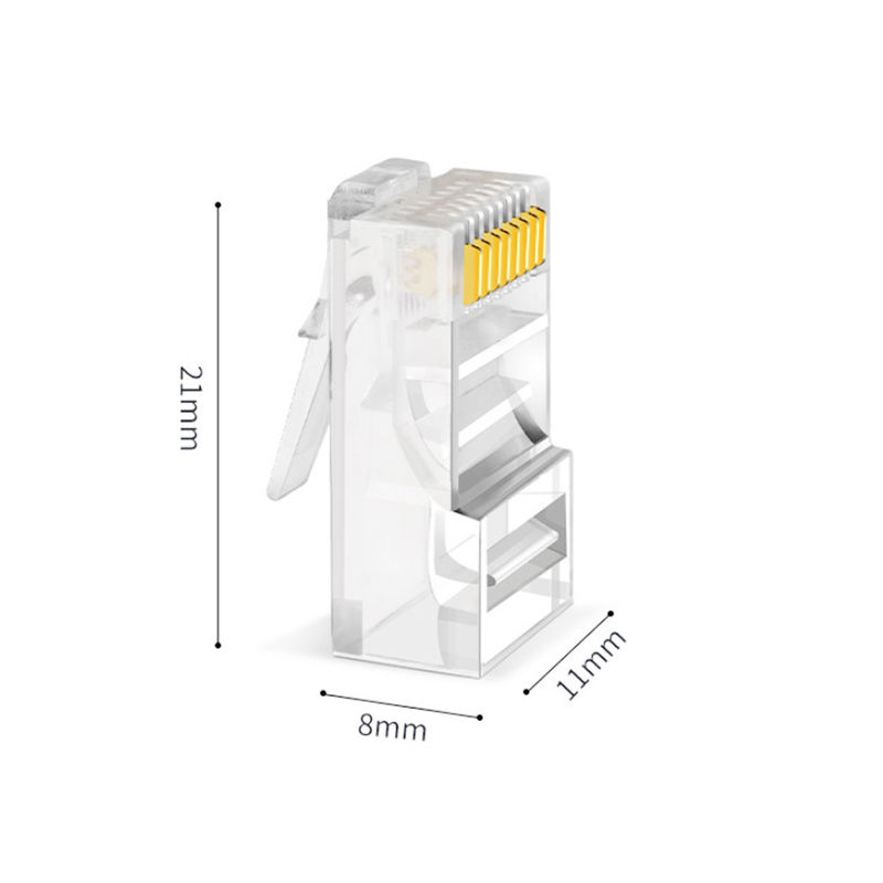 ইথারনেট Cat5 Cat6 8P8C আরজে 45 সংযোগকারী পুরুষ ইউটিপি আনসিল্ডড সরঞ্জামহীন ক্রিস্টাল হেড মডুলার প্লাগ
